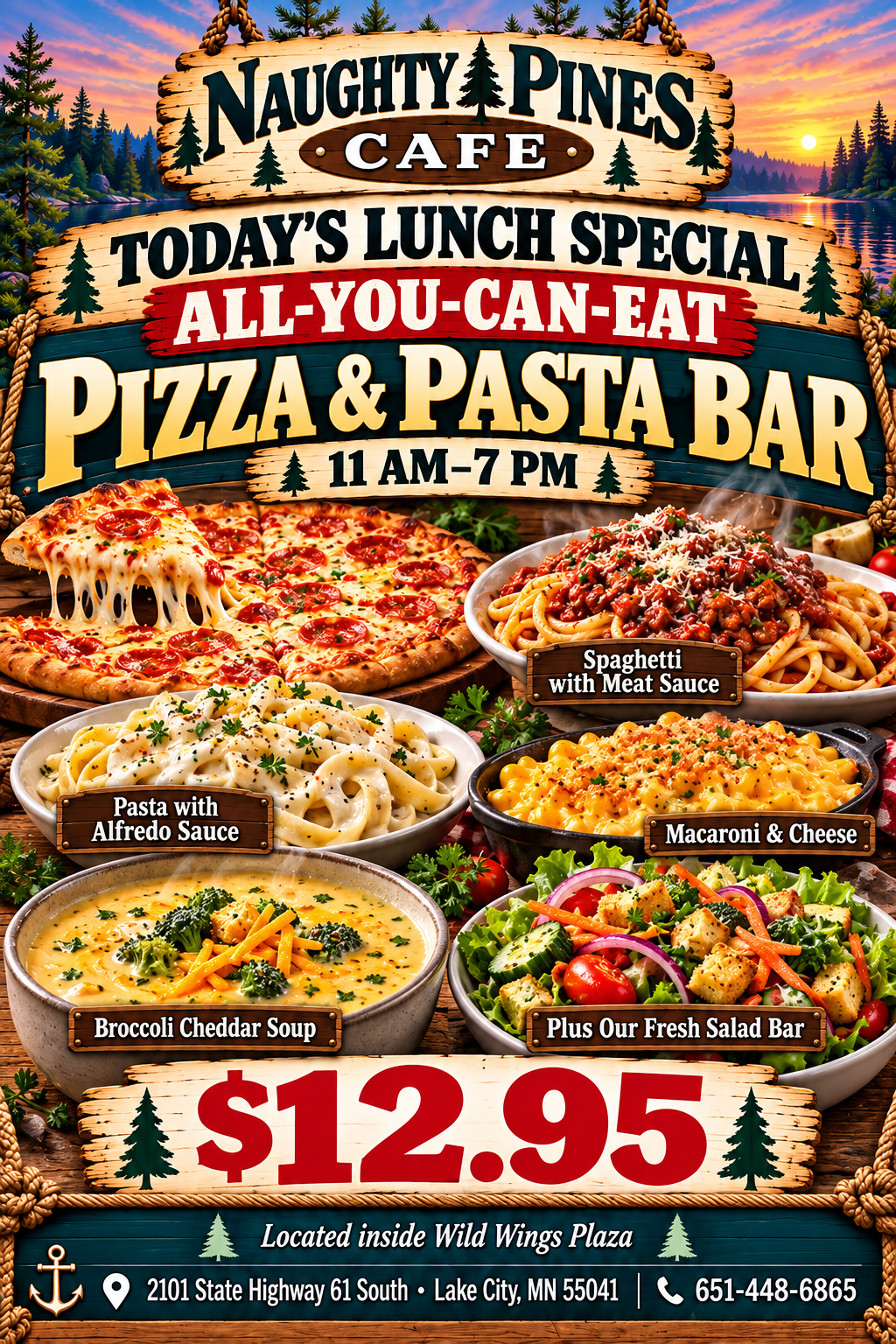 Wednesday pizza and pasta lunch special